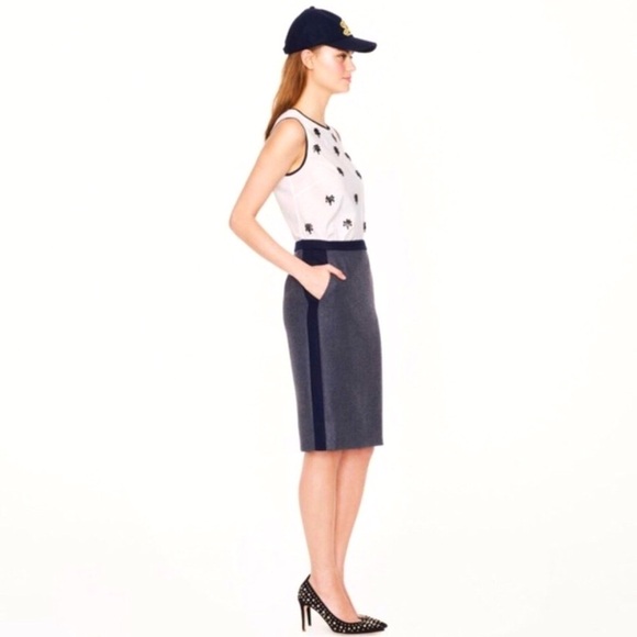 NEW! J. Crew Factory Pencil Tipped Wool Blend Skirt Gray Navy Blue B0381 SZ 4 - Picture 3 of 11